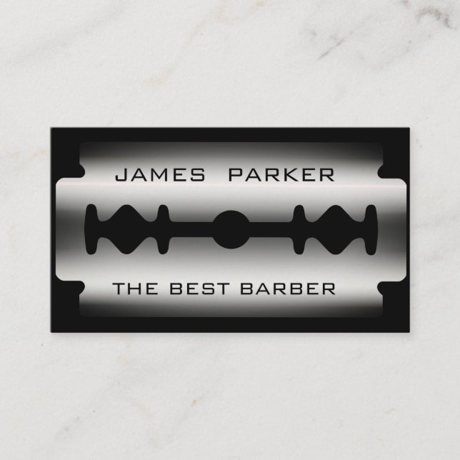 Barber Modern Razor Blade Salon Hair Stylist Business Card (Front)