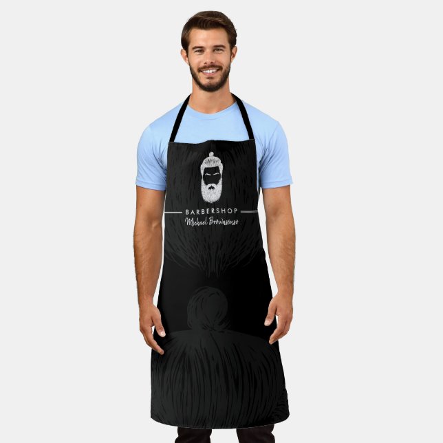 Barber Moustache Beard Hair Illustration Apron (Worn)