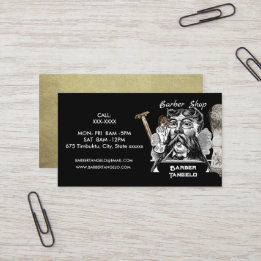 Barber Moustache Gold Black Professional Business Card