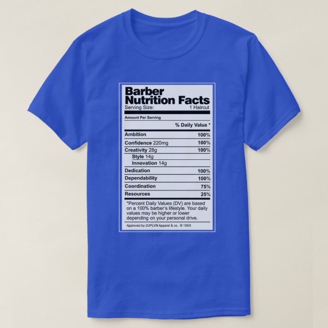 Barber Nutrition Facts Classic TShirt (Design Front)