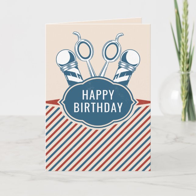 Barber Or Hair Stylist Birthday Holiday Card (Front)