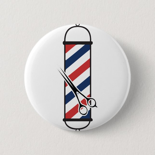 barber pole 6 cm round badge (Front)