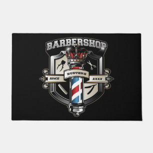 Barber Pole and Crown Logo Personalise  24" x 36" Doormat