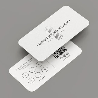 Barber Pole Barbershop Minimal White Loyalty Business Card