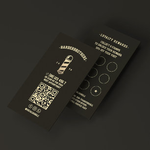 Barber Pole Black Classic Barbershop Haircut  Loyalty Card