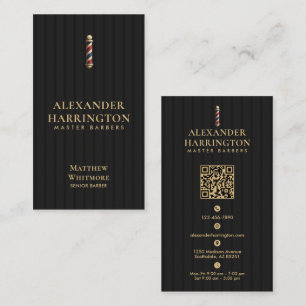 Barber Pole Black Ivory Barber Shop Hair Stylist Business Card