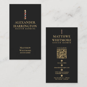 Barber Pole Black Ivory Barber Shop Hair Stylist Business Card