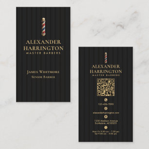 Barber Pole Black Ivory Barber Shop Hair Stylist Business Card