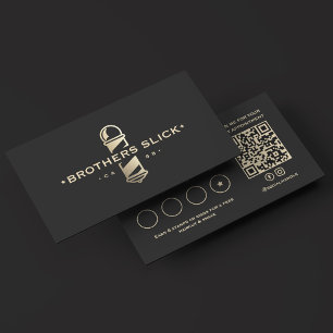 Barber Pole Classic Modern Barbershop Black Loyalty Card