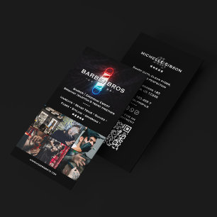 Barber Pole Classic Modern Black Barbershop Business Card