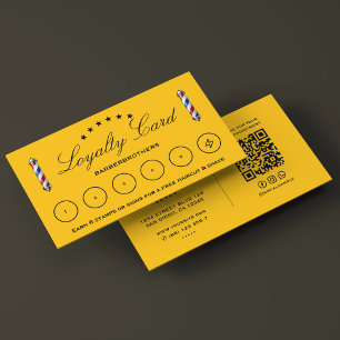 Barber Pole Classic Yellow Barbershop Loyalty Card