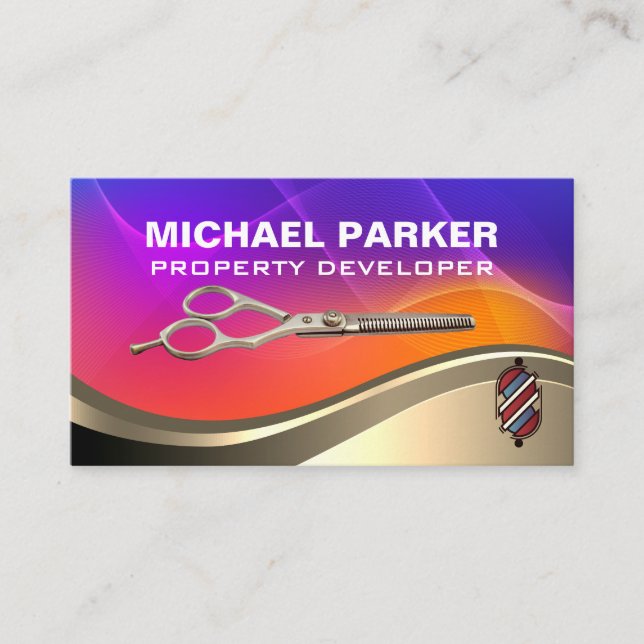 Barber Pole | Colourful Abstract Gradient Business Card (Front)