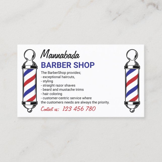 Barber Pole custom photo Business Card (Front)