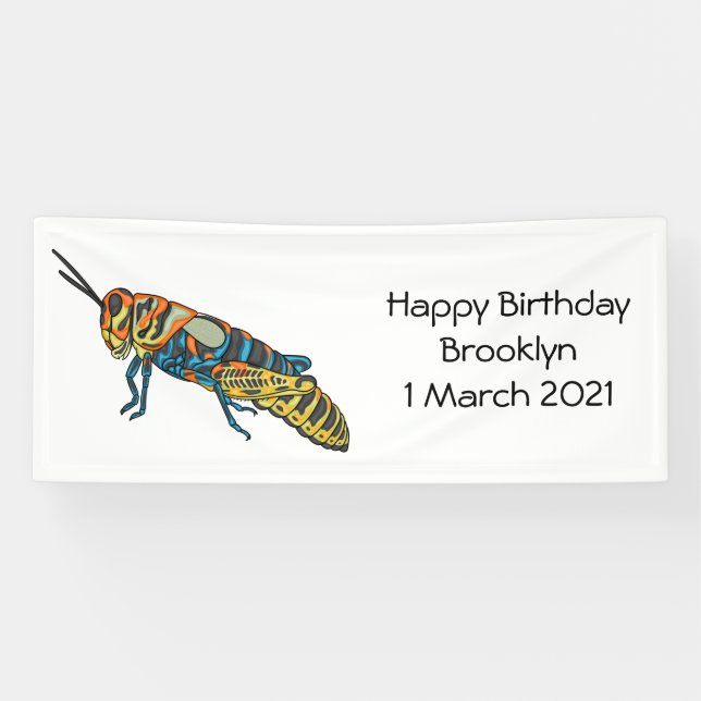 Barber pole grasshopper cartoon illustration banner (Horizontal)
