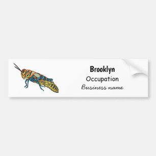 Barber pole grasshopper cartoon illustration bumper sticker