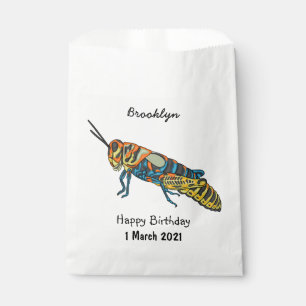 Barber pole grasshopper cartoon illustration favour bags