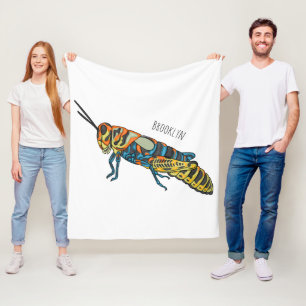 Barber pole grasshopper cartoon illustration fleece blanket