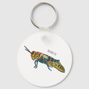 Barber pole grasshopper cartoon illustration  key ring