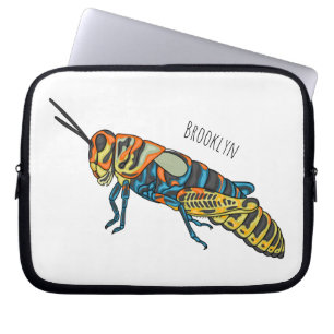 Barber pole grasshopper cartoon illustration laptop sleeve