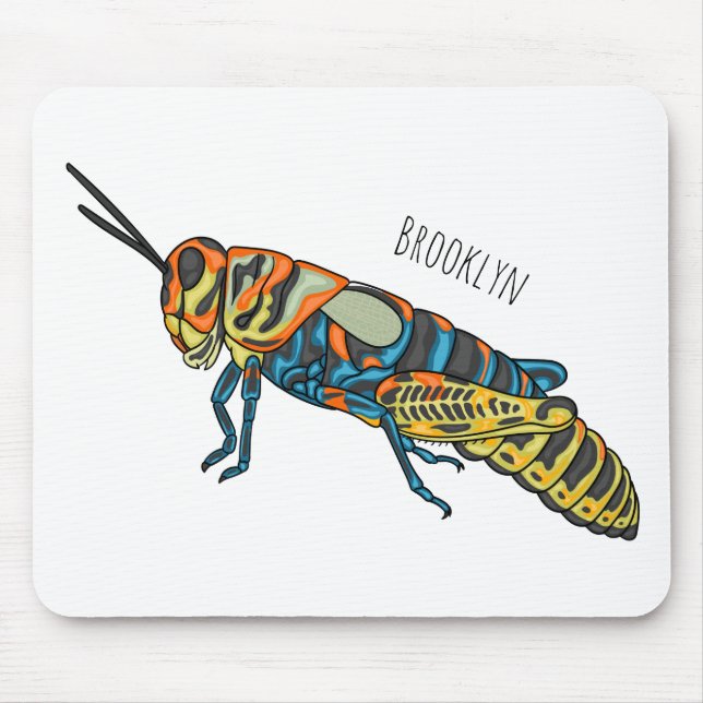 Barber pole grasshopper cartoon illustration mouse pad (Front)