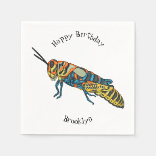 Barber pole grasshopper cartoon illustration  napkin