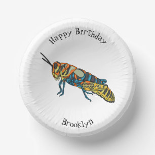 Barber pole grasshopper cartoon illustration  paper plate
