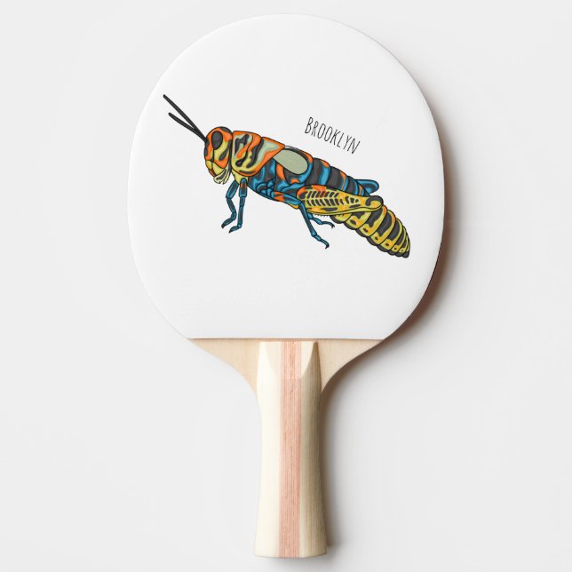 Barber pole grasshopper cartoon illustration  ping pong paddle (Front)