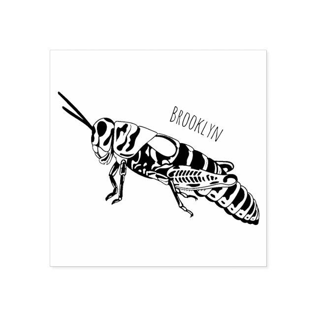 Barber pole grasshopper cartoon illustration  rubber stamp (Imprint)
