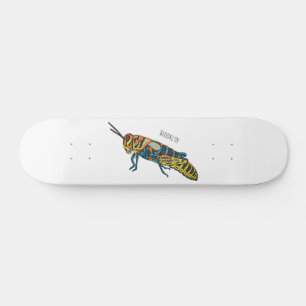 Barber pole grasshopper cartoon illustration skateboard