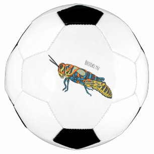 Barber pole grasshopper cartoon illustration soccer ball