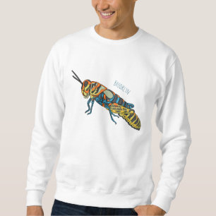 Barber pole grasshopper cartoon illustration sweatshirt