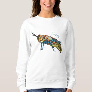 Barber pole grasshopper cartoon illustration  sweatshirt