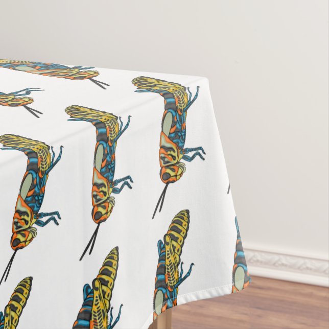 Barber pole grasshopper cartoon illustration  tablecloth (In Situ)