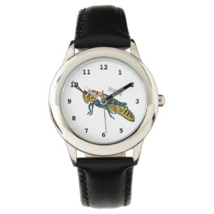 Barber pole grasshopper cartoon illustration  watch
