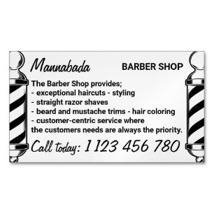 Barber pole haircut mobile barbershop magnetic business card