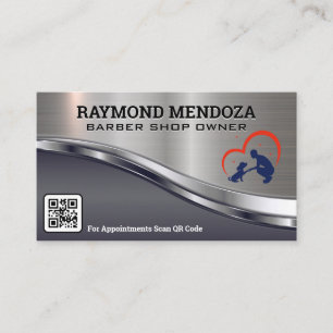 Barber Pole Logo QR Code Scissors Business Car Card