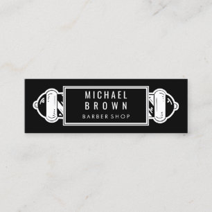 Barber Pole logo with qr code Mini Business Card