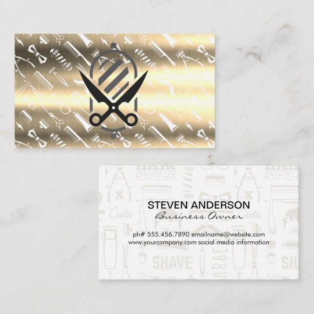 Barber Pole | Pattern | Metallic  Business Card (Front/Back)