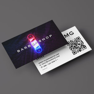 Barber Pole Red White Blue Glow Barbershop Retro  Business Card