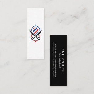 Barber Pole Scissor Logo Mini Business Card