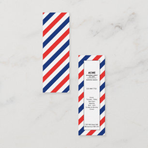 Barber Pole Stripes Blue Red Classic Mini Business Card