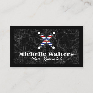Barber Poles Logo Black Marble Business Card