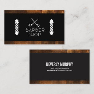 Barber Poles Scissors Wood Trim Business Card