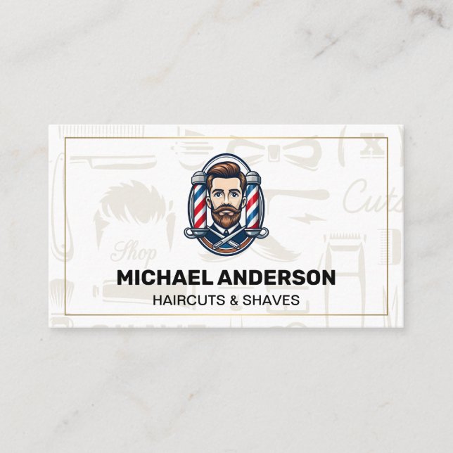 Barber Poles | Shop Owner Business Card (Front)