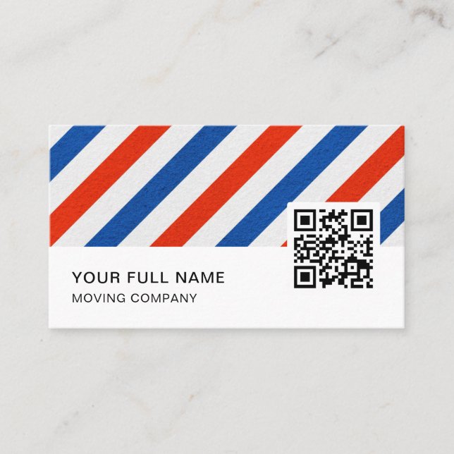 Barber QR Code Logo Social Media Business Card (Front)