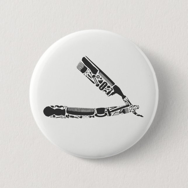 barber razor icons 6 cm round badge (Front)