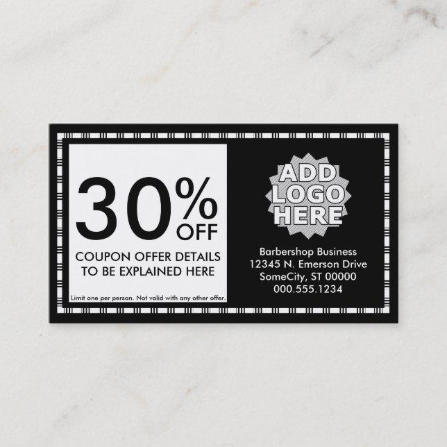 barber razor icons coupon card (Front)