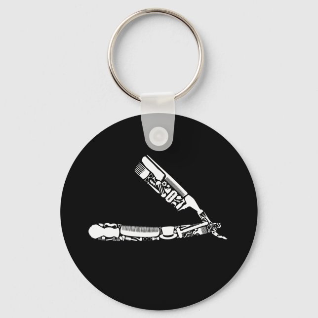 barber razor icons key ring (Front)