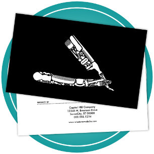 barber razor icons referral program card