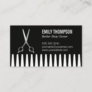 Barber Salon Scissors Comb Background Business Card